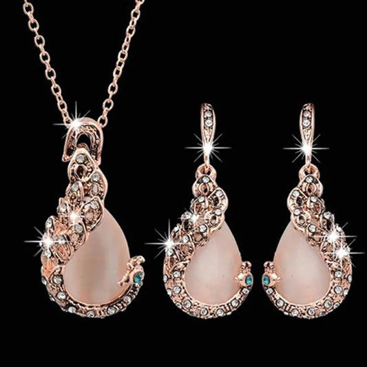 Jewelry Sets Women Elegant Pendant Necklace Earrings